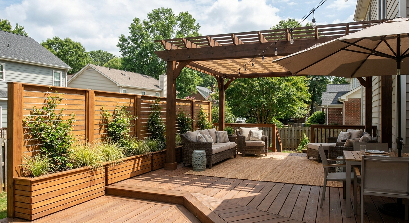 Charlotte deck with added shade and privacy features