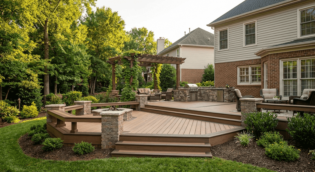 Custom deck design transforming a Charlotte backyard with modern features